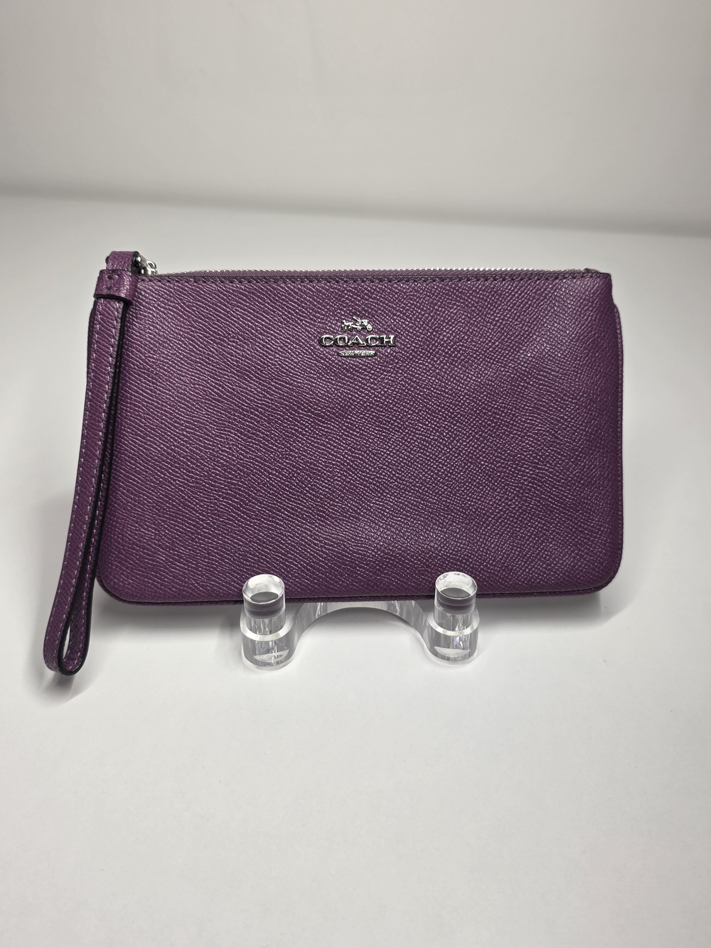 COACH Purple Leather Wristlet Pouch